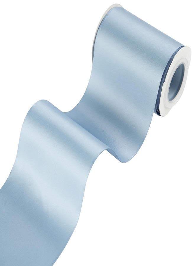 MAYREEL Dusty Blue Satin Ribbon 4 Inch Thick Extra Wide Blue Ribbon for Gift Wrapping Wedding Chair Sash Home Decoration Garland 10 Yards - Image 1